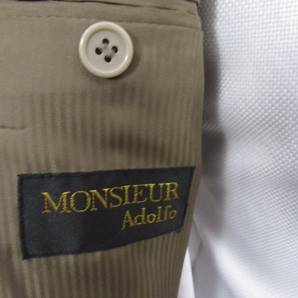Monsieur Adolfo Mens Sport Coat‎ 44R Tan Corduroy Blazer Jacket Ventless